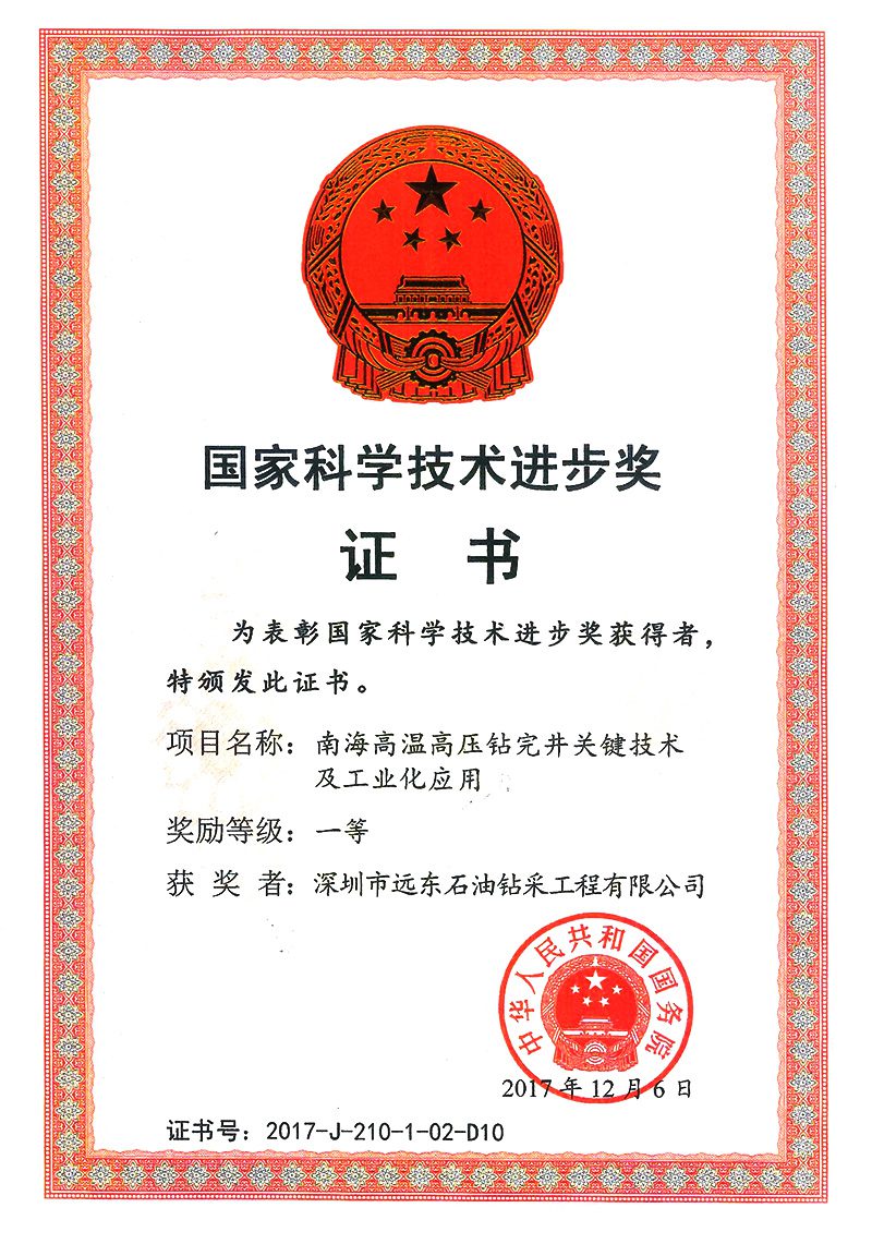 National Science & Technology Progress Award First Prize 2017